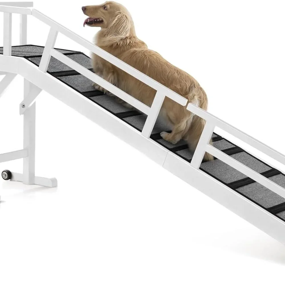 Dog Ramp for Bed or Couch, Wooden Pet Ramp with 20° Gentle Slope